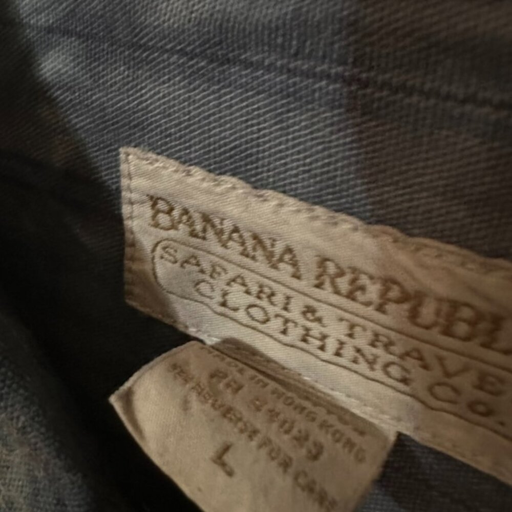 Grunge Banana Republic Shirt Button Up Collar Size Large Blue Tied Dyed Cotton - Picture 4 of 7